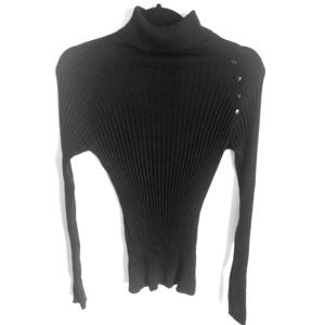 Black turtleneck with buttons